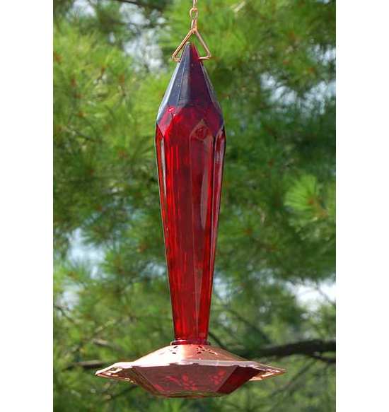 Paradise Faceted Hummingbird Feeder Ruby